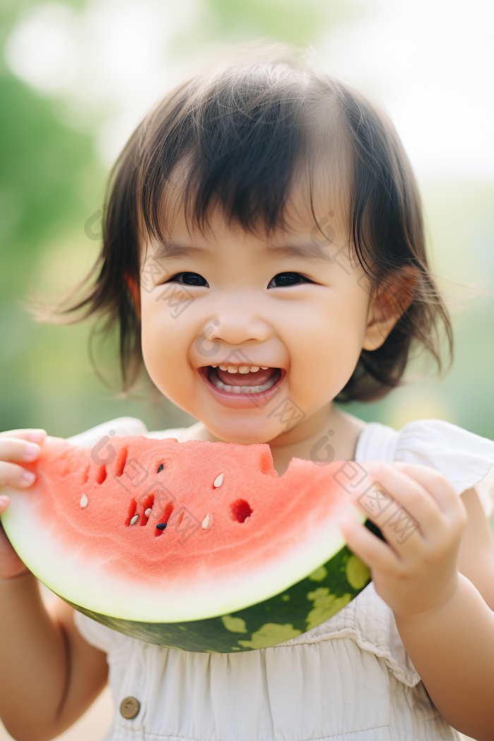吃西瓜的孩子夏天水果