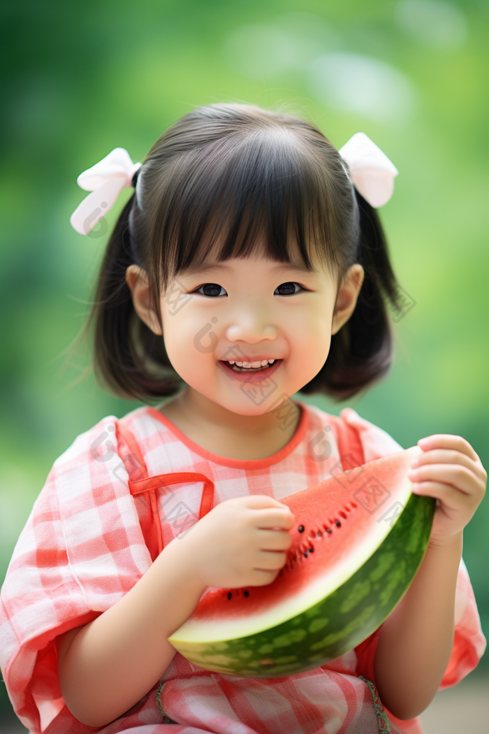 吃西瓜的孩子酷夏水果