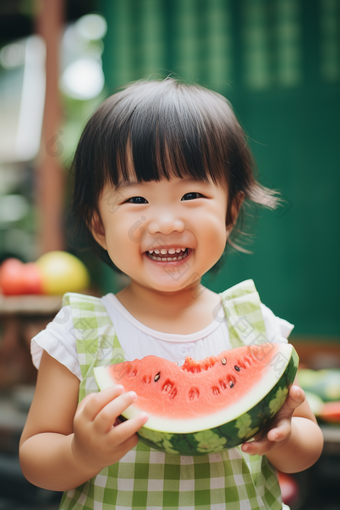 吃西瓜的孩子夏季水果