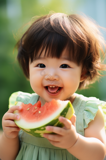 吃西瓜的孩子酷夏解渴