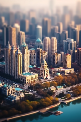 微距城市模型建筑渲染图