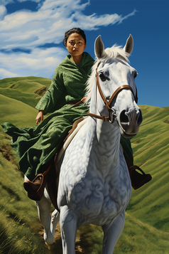 骑马的蒙古年轻人摄影图7