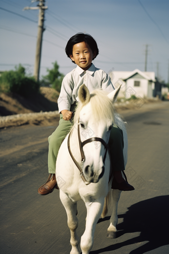 骑马的孩子蒙古奔驰