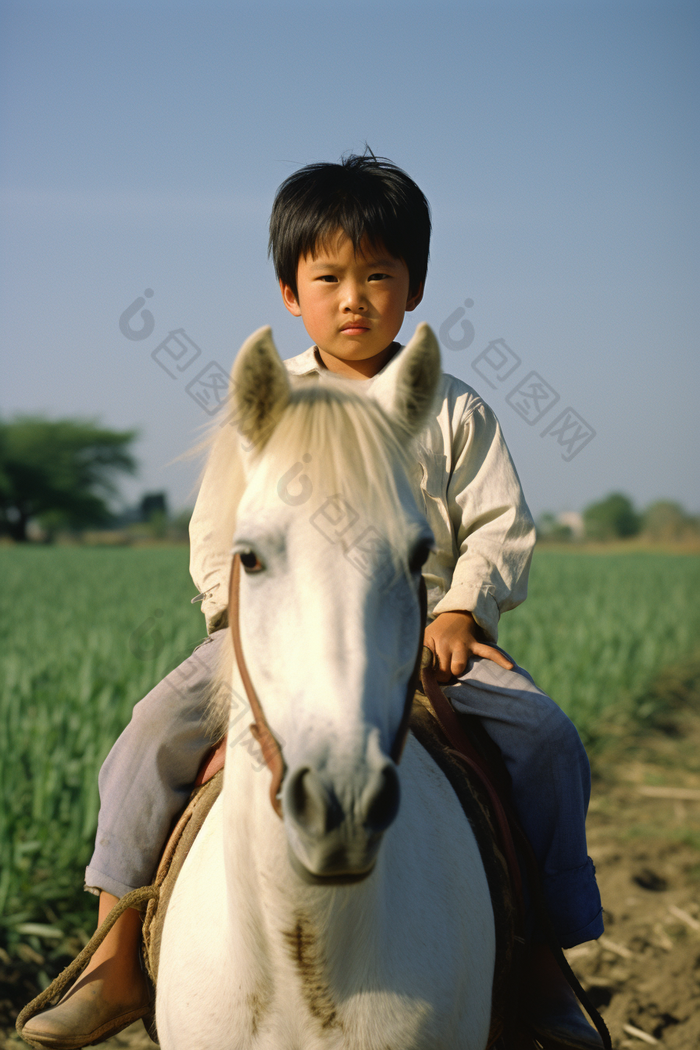 骑马的孩子蒙古干净