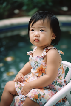 泳池边的女孩婴儿摄影图23