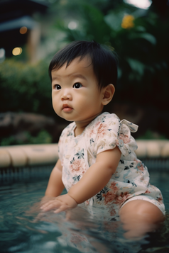 泳池边的男孩婴儿摄影图10