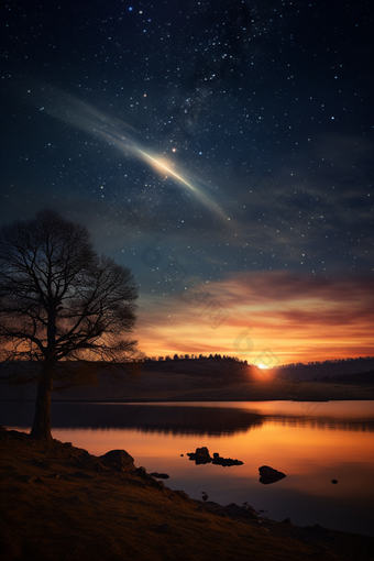 夜晚的流星闪烁摄影图15