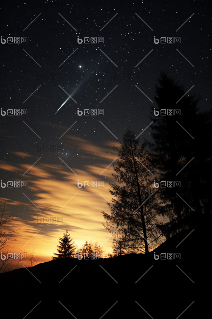 夜晚的流星闪烁星星自然景观图片-包图网