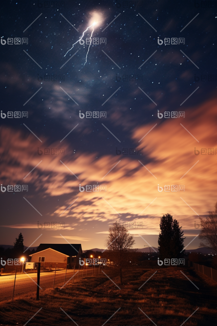 夜晚的流星闪烁星星雨图片-包图网