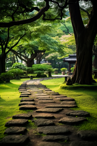 公园石板路花园小路