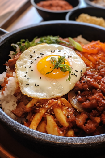 韩国<strong>石锅拌饭</strong>美食食物泡菜