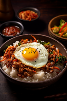 韩国石锅拌饭美食摄影图8