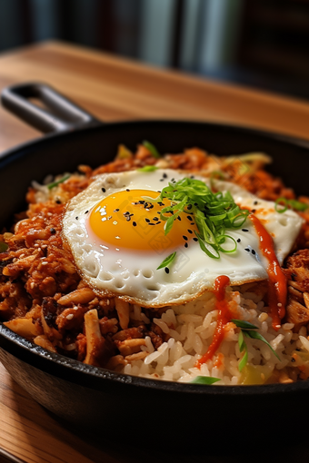 韩国石锅拌饭美食食品荷包蛋