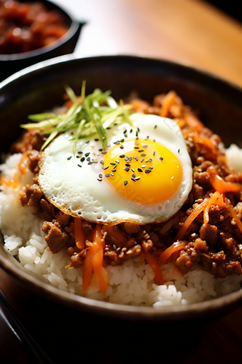 韩国石锅拌饭美食商业摄影荷包蛋