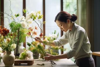 女士插花朵设计