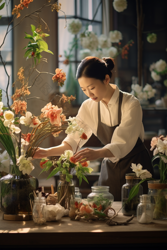 女士插花女生设计