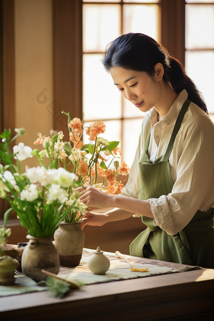 女士插花兴趣设计