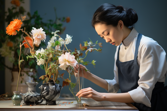 女士插花休闲朵