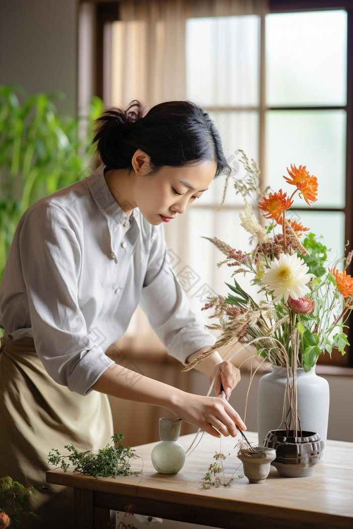 女士插花情趣设计