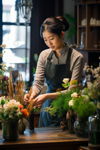 女士插花鲜爱好