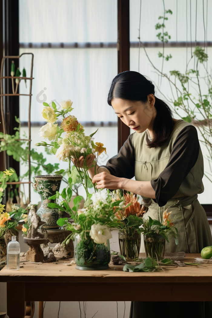 女士插花休闲设计