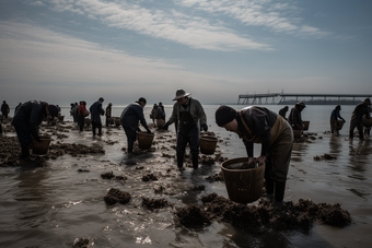 出海赶海的渔民收获打捞