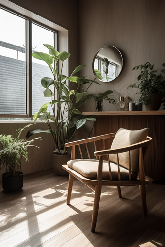 客厅一角座椅家具植物