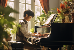 弹钢琴的孩子摄影图24
