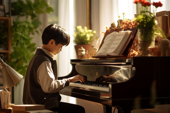 弹钢琴的孩子温馨音乐