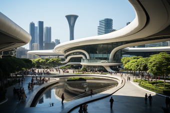 未来城市建筑科技感自然主义