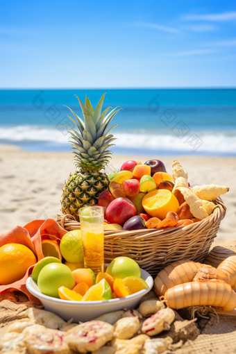 夏日沙滩<strong>水果</strong>摄影图2