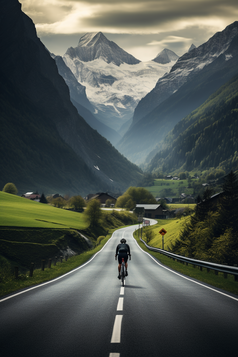 公路上骑自行车的男士摄影图12