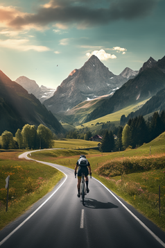 公路上骑自行车的男士摄影图11