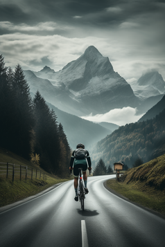 公路上骑自行车的男士摄影图30