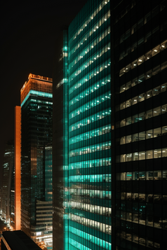 高楼大厦夜晚的灯光摄影图3