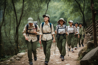 团队徒步旅行登山交友自然