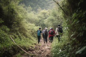 团队徒步旅行登山探险<strong>导游</strong>