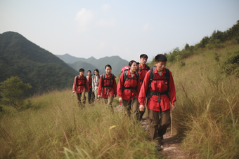 团队徒步旅行<strong>登山</strong>交友爬山