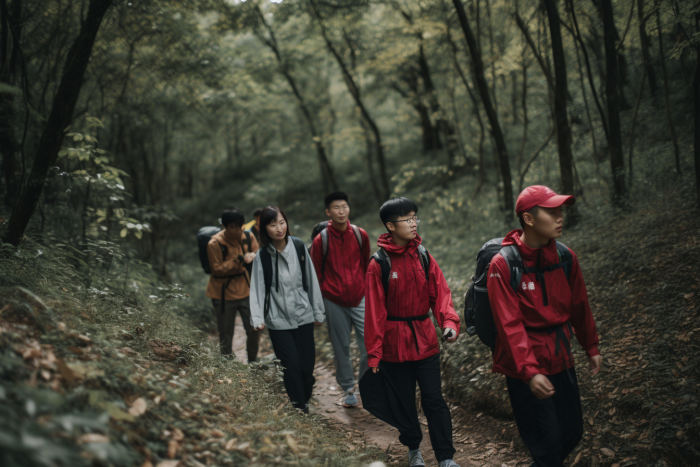 团队徒步旅行登山图片-包图网