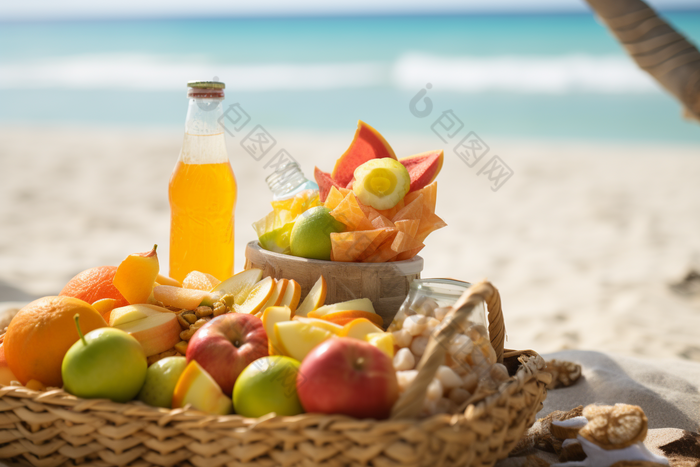 照夏日沙滩水果消暑解暑