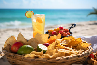 夏日沙滩水果解暑饮料