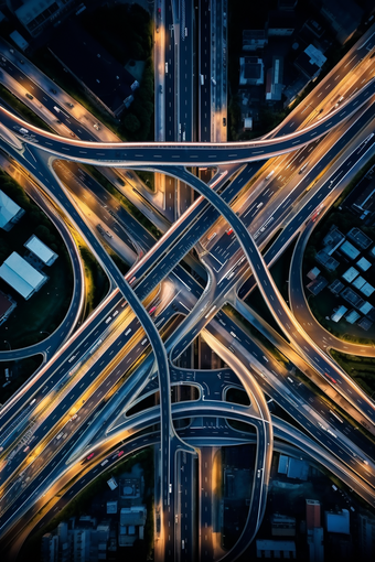    夜间城市交通枢纽高速公路商业摄影