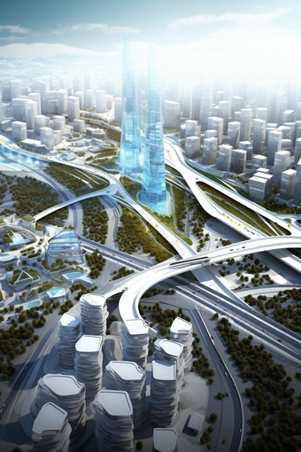     交通枢纽3D模型高速公路建筑焦点