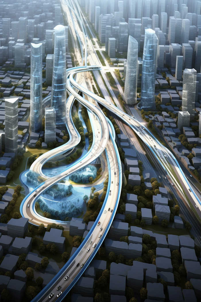     交通枢纽3D模型高速公路建筑物