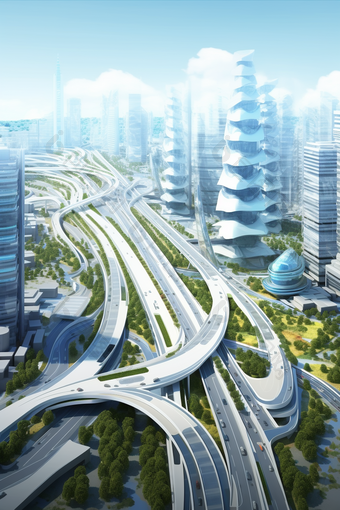     交通枢纽3D<strong>模型</strong>城市高速公路