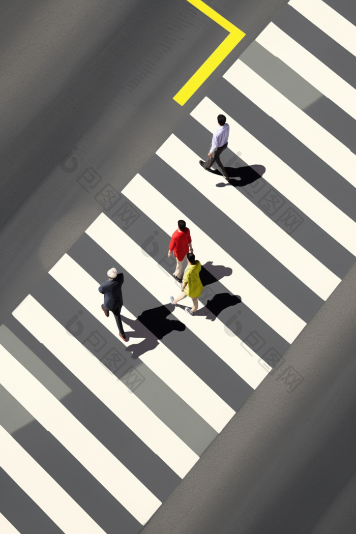 步行斑马线步行道人群图片-包图网