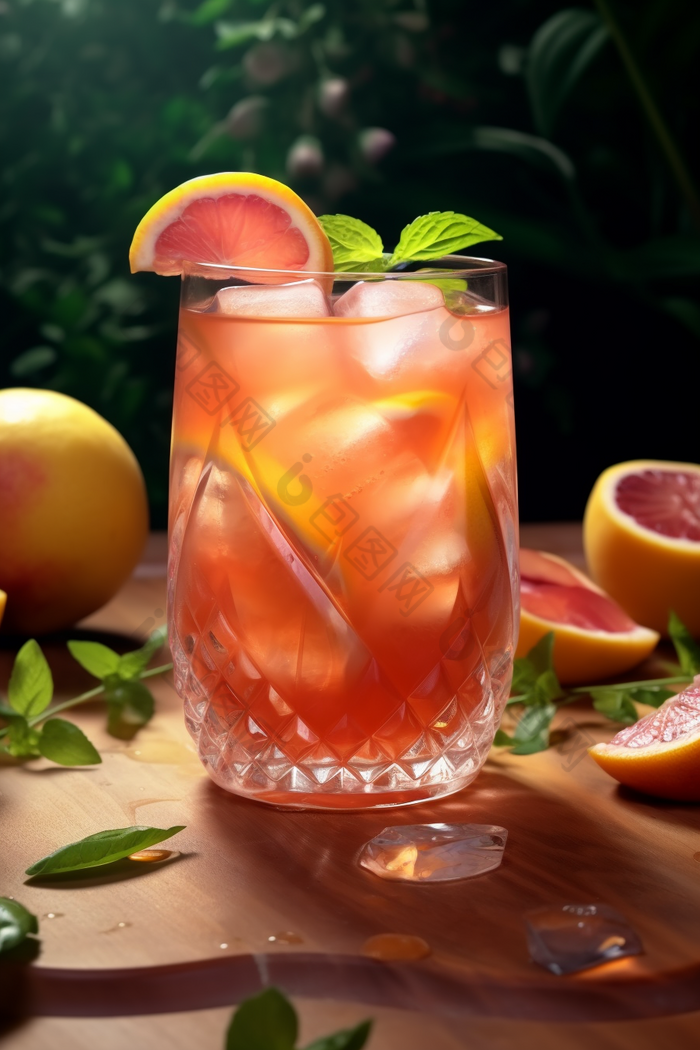夏日清凉果汁水果桃子