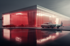 概念型高端灰底红光汽车销售展示厅摄影图3