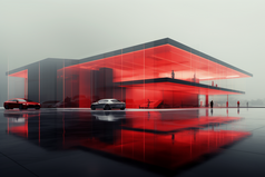 概念型高端灰底红光汽车销售展示厅摄影图13