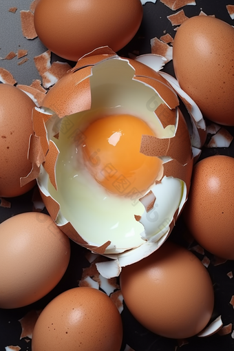 破碎鸡蛋壳蛋清蛋液